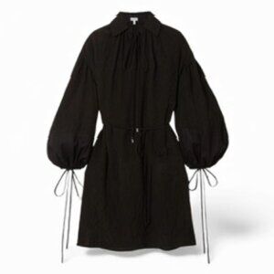 Tie-Detailed Crinkled-Shell and Cotton Shirt Dress